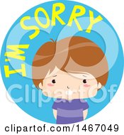 Poster, Art Print Of Boy With Im Sorry Text In A Circle