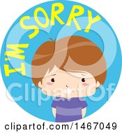 Clipart Of A Boy With Im Sorry Text In A Circle Royalty Free Vector Illustration