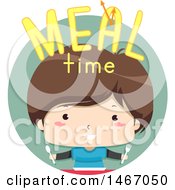 Poster, Art Print Of Boy With Meal Time Text In A Circle