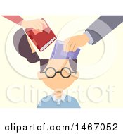 Poster, Art Print Of Boy With An Open Head And People Inserting Books Into His Brain