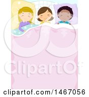 Poster, Art Print Of Group Of Girls Sleeping With Text Space On The Blanket