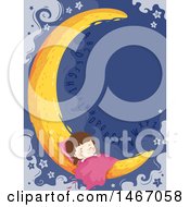 Poster, Art Print Of Girl Sleeping On A Crescent Moon With Letters