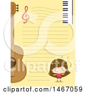 Poster, Art Print Of Girl Guitar And Keyboard On Ruled Paper