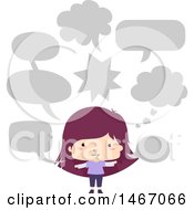Poster, Art Print Of Purple Haired Girl With Speech Balloons