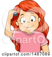 Poster, Art Print Of Red Haired Girl Combing Her Hair