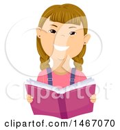 Poster, Art Print Of Girl With Down Syndrome Reading A Book