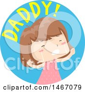 Poster, Art Print Of Crying Girl With Daddy Text In A Circle