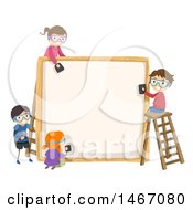 Group Of Children Working On A Wood Frame