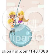 Poster, Art Print Of Group Of Children Swinging On A Wrecking Ball