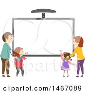 Poster, Art Print Of Family Writing On An Interactive Board