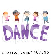 Clipart Of A Group Of Children Over The Word Dance Royalty Free Vector Illustration