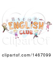 Poster, Art Print Of Sketch Of Children Around The Word English Club