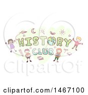 Poster, Art Print Of Sketch Of Children Around The Word History Club