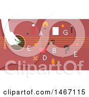 Poster, Art Print Of Hand Playing A Guitar With Letters And Educational Icons