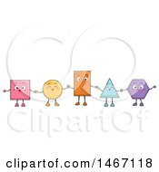Poster, Art Print Of Group Of Happy Shapes Holding Hands