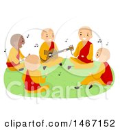 Poster, Art Print Of Group Of Teenage Monks Singing And Playing A Guitar