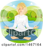 Woman Meditating On A Lake