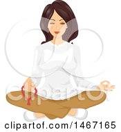 Woman Meditating With Mala Beads