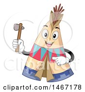Happy Tipi Mascot Holding An Axe