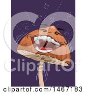 Psychedelic Mushroom Mascot Laughing