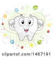 Clipart Of A Tooth Mascot Fighting Off Bacteria Royalty Free Vector Illustration by BNP Design Studio