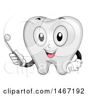 Clipart Of A Tooth Mascot Holding A Dental Mirror Tool Royalty Free Vector Illustration by BNP Design Studio