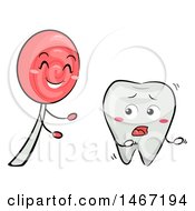 Poster, Art Print Of Tooth Mascot Running From A Lollipop