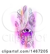 Clipart Of A Painted Hand With Swirls And An Eye Royalty Free Vector Illustration