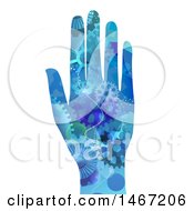 Clipart Of A Blue Hand With Gear Cog Wheels Royalty Free Vector Illustration by BNP Design Studio