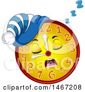 Clipart Of A Clock Mascot Sleeping Royalty Free Vector Illustration