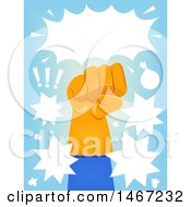 Poster, Art Print Of Fisted Gloved Super Hero Hand With Comic Bursts