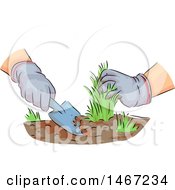 Sketched Pair Of Drugged Hands Pulling Weeds
