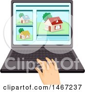 Poster, Art Print Of Hand Working On A Laptop Computer House Hunting