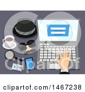 Poster, Art Print Of Hand Working On A Laptop Computer With Spy Gear Items On The Side
