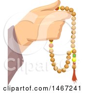 Muslim Devotee Hand Holding Islamic Prayer Beads