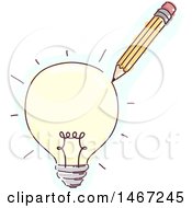 Poster, Art Print Of Sketched Pencil Drawing A Light Bulb