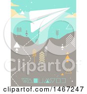Poster, Art Print Of Paper Plane Over A Geometric Landscape