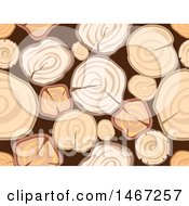 Clipart Of A Seamless Background Of Stacked Logs Royalty Free Vector Illustration