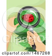 Poster, Art Print Of Magnifying Glass Over A Ladybug On A Leaf