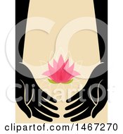 Clipart Of A Pair Of Silhouetted Arms Supporting A Pink Lotus Flower Royalty Free Vector Illustration