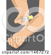 Clipart Of A Druggie Injecting Into His Arm Royalty Free Vector Illustration