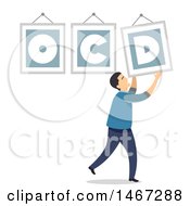 Poster, Art Print Of Man Adjusting A Crooked Ocd Frame