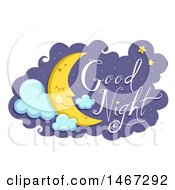 Poster, Art Print Of Happy Sleeping Crescent Moon With Good Night Text