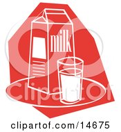 Still Life Of A Whole Glass Of Milk By A Milk Carton Clipart Illustration by Andy Nortnik