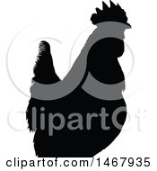 Clipart Of A Black And White Cropped Rooster Royalty Free Vector Illustration by dero