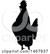 Clipart Of A Black And White Cropped Silhouetted Rooster Royalty Free Vector Illustration by dero