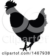 Clipart Of A Black And White Silhouetted Rooster Royalty Free Vector Illustration by dero
