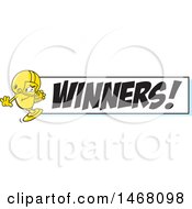Poster, Art Print Of Golden Trophy Cup Mascot Playing Football By A Winners Banner