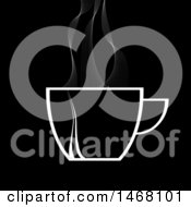 Clipart Of A White Steamy Hot Coffee Cup On A Black Background Royalty Free Vector Illustration