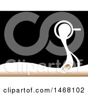 Clipart Of A Cpffee Cup Spilling Liquid And A Bean Over A Black Background Royalty Free Vector Illustration
